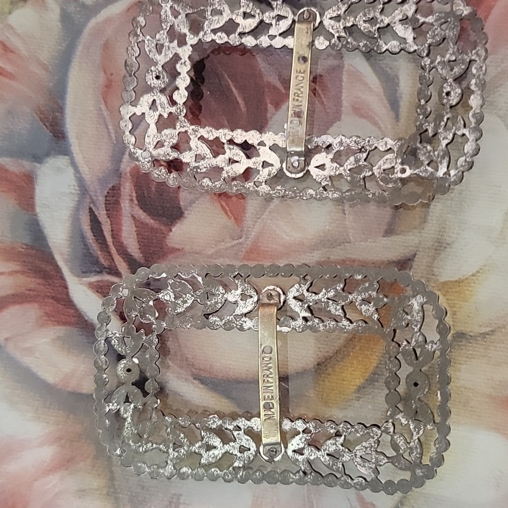 MADE IN FRANCE SILVERTONE SHOE  CLIPS BUCKLES. - Picture 3 of 5